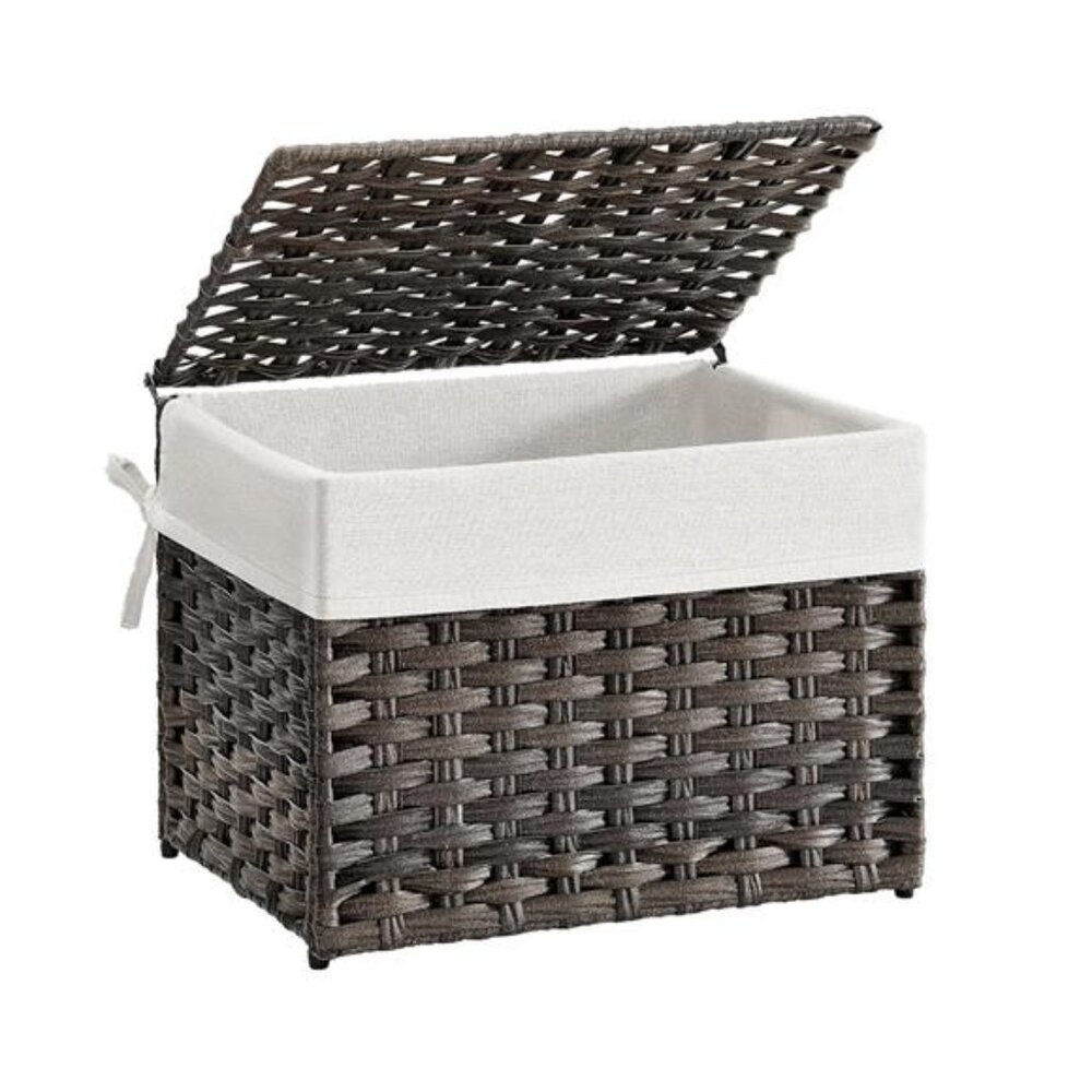 SONGMICS Storage Basket with Lid, 9.2 Gallon (35L) Storage Bin, Woven Blanket
